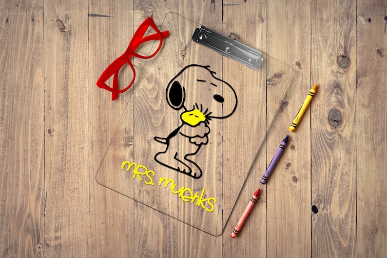 Snoopy Woodstock Gift Clipboard Teacher Appreciation gift , Teacher gift, Teacher Appreciation Snoopy Fan Gift, clear or storage clipboard image 1