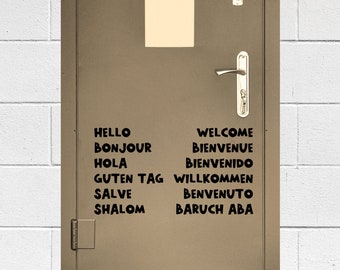 Multilingual Welcome Door Decal - Hello and Welcome in Multiple Languages - Vinyl Decal for Classroom and School Doors