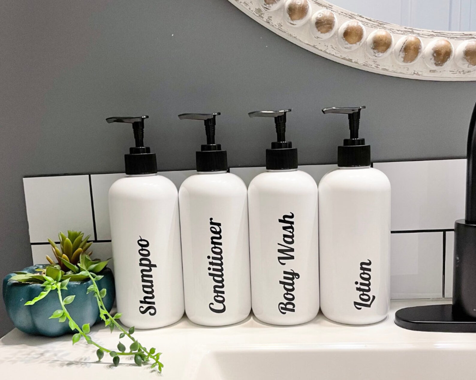 SET of 4 Refillable Plastic Bathroom Bottles With Pump - Etsy