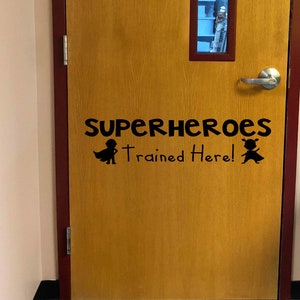 Superheroes Trained Here Wall Decal, Superheroes decal, Superhero theme decor, Superhero classroom