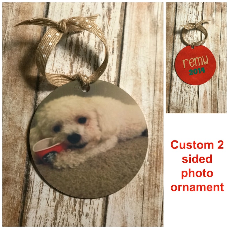 Pet dog cat Christmas personalized photo ornament with name and year Custom animal Christmas ornament w picture year personalized ornament