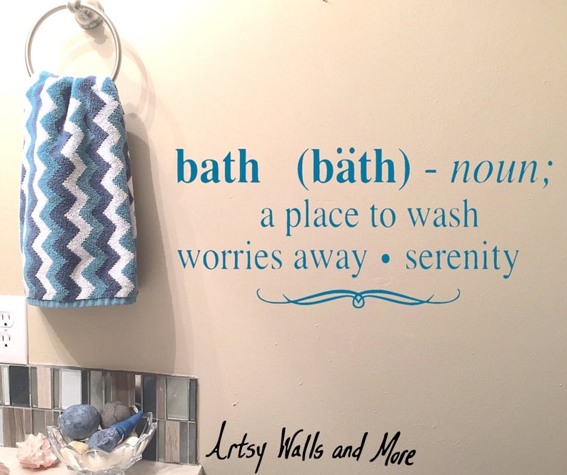 Bathroom Wall Vinyl Decal Bath Noun a Place to Wash Worries Etsy