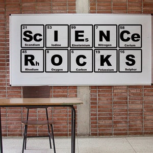 Science Rocks Decal with Periodic Table of Elements, Science wall decal, Science classroom decor, Chemistry teacher decal, science nerd