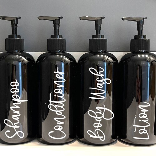 SET of 4 Refillable Plastic Bathroom Bottles With Pump Etsy