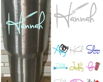 Vinyl decal NAME on Yeti Cup, Monogram name vinyl decal, Any word decal, Any name decal, car window decal, name sticker, wall vinyl decal