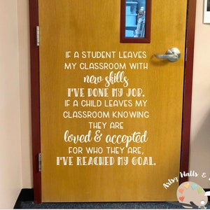Teacher Goals quote Classroom door Vinyl Wall Decal School Classroom Library Decal office hallway Decor decal, Classroom quote wall decal