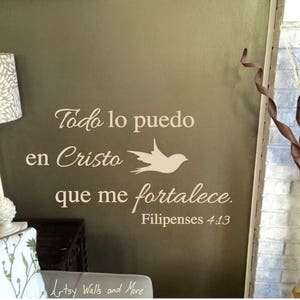 SPANISH decal Filipenses 4:13, Todo lo puedo en Cristo que me fortalece decal, Philippians 4 13 decal in Spanish, Spanish Christian decal