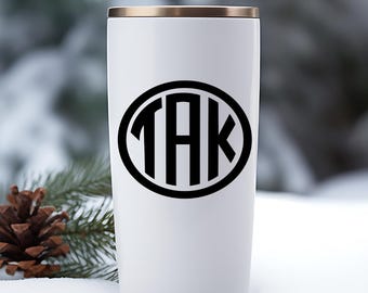Yeti Cup Monogram vinyl decal, laptop/ Mac decal, Yeti decal, Monogram car decal, Monogram sticker, Yeti cup decal, water bottle decal