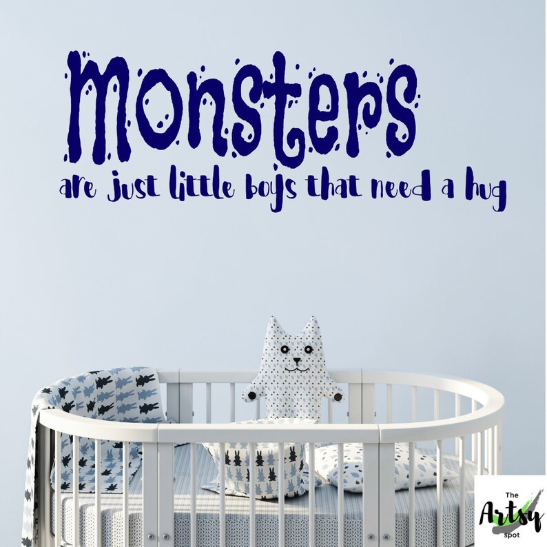 Monsters are Just Little Boys that Need a Hug Vinyl Decal sticker Monsters wall decal vinyl Monsters Inc. little boys bedroom decor image 1