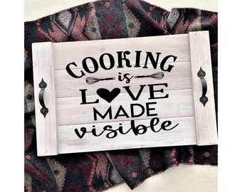 Cooking is love made visible decal, Noodle board decal, Kitchen sign decal, Kitchen quote decal