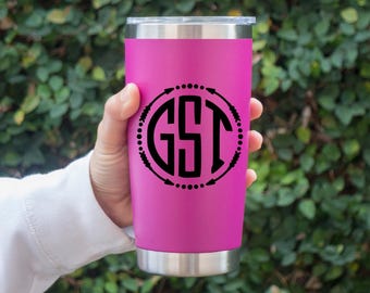 Yeti Cup Monogram vinyl decal sticker, laptop/ Mac decal, Monogram car decal sticker, water bottle monogram vinyl decal sticker, Yeti decal