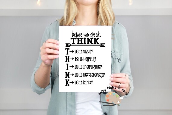 THINK acronym print Before you speak Think print THINK quote | Etsy