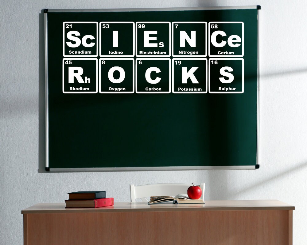 Science Rocks Decal With Periodic Table of Elements, Science Wall Decal ...