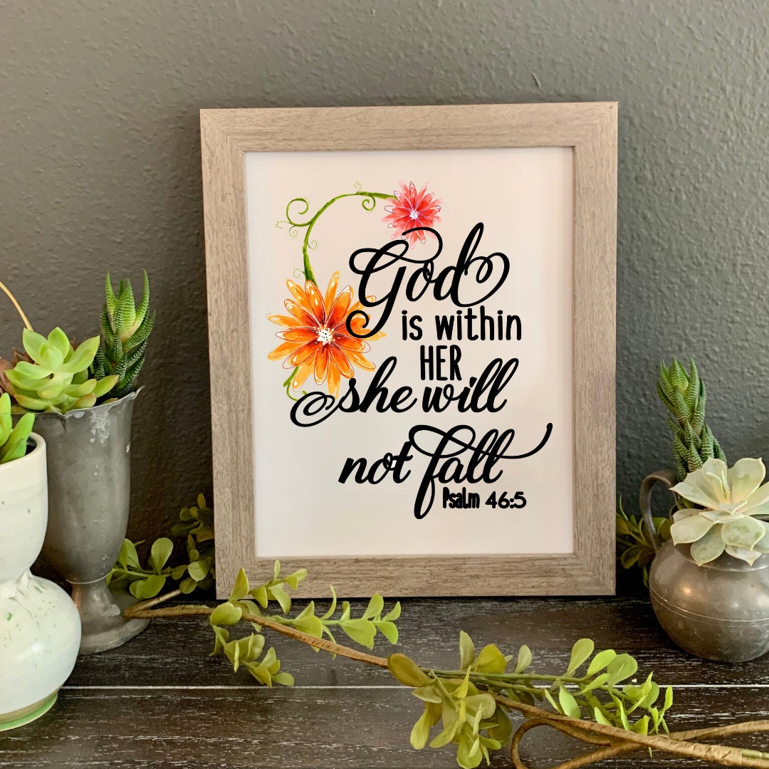 God is Within Her She Will Not Fall Psalm 46:5 FRAMED Wall Art Print ...
