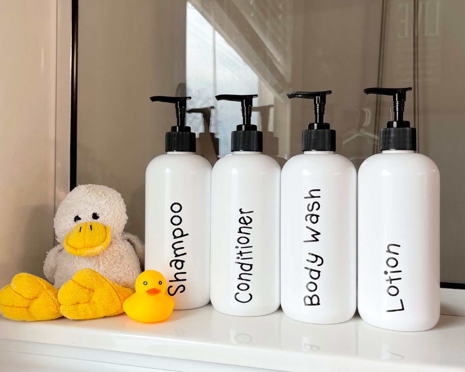 SET of 4 Refillable Plastic Bathroom Bottles With Pump - Etsy