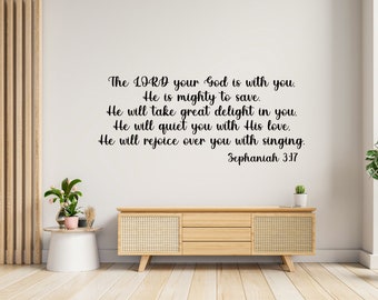 Zephaniah 3:17 Bible Verse Wall Decal – Inspirational Scripture Quote, Christian decor