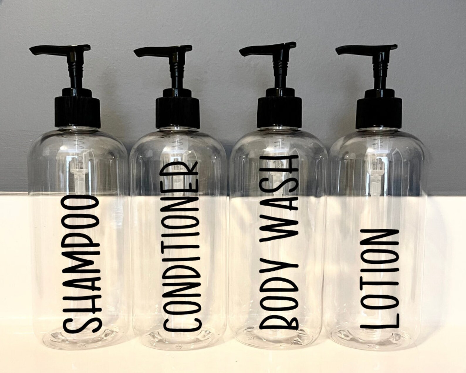 SET of 4 Clear Plastic Bathroom Bottles With Pump Refillable Etsy