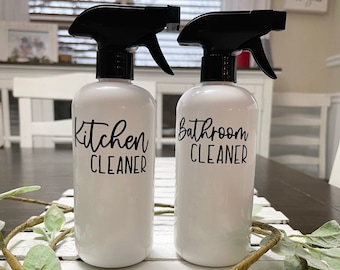 Cleaner Spray bottles, Kitchen cleaner bottle, Plastic spray bottle, Modern Farmhouse Kitchen, Modern bathroom decor, glass cleaner