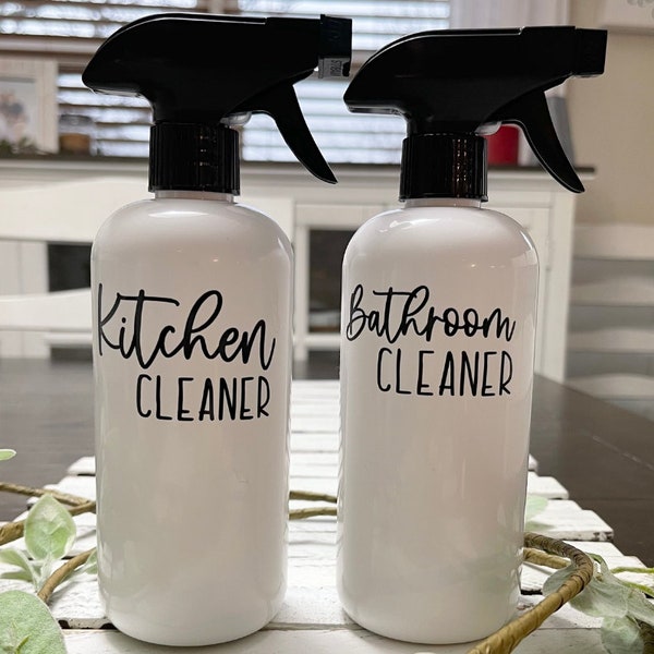 Cleaner Spray bottles, Kitchen cleaner bottle, Plastic spray bottle, Modern Farmhouse Kitchen, Modern bathroom decor, glass cleaner