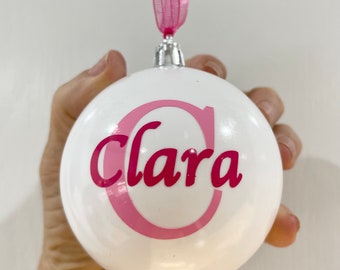 Personalized Monogram Christmas Ornament - Custom Name and Initial Ornament - Optional Year or Text - Shatterproof ornament