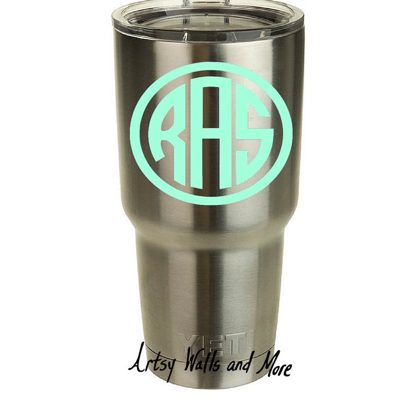 Yeti Cup Monogram vinyl decal, laptop/ Mac decal, Yeti decal, Monogram car decal, Monogram sticker, Yeti cup decal, water bottle decal image 2