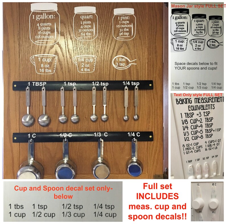 Measuring Sticker Decal Baking Measurement Equivalents Decal Sticker, Baking Measuring Cups ...