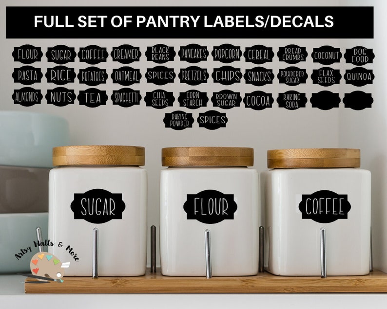 Pantry Labels, Canister labels, Kitchen storage container decals