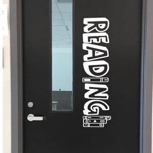 READING with Book Images, Reading decal, Reading Teachers door decal, Classroom Decor, and Library Wall decor