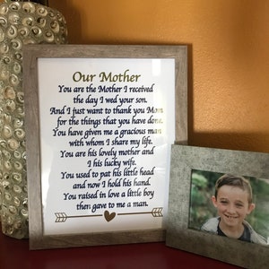 Mother-in-law gift You are the Mother I received the day I wed your son Mother of the groom gift, Mother's Day gift Mother Christmas gift image 2