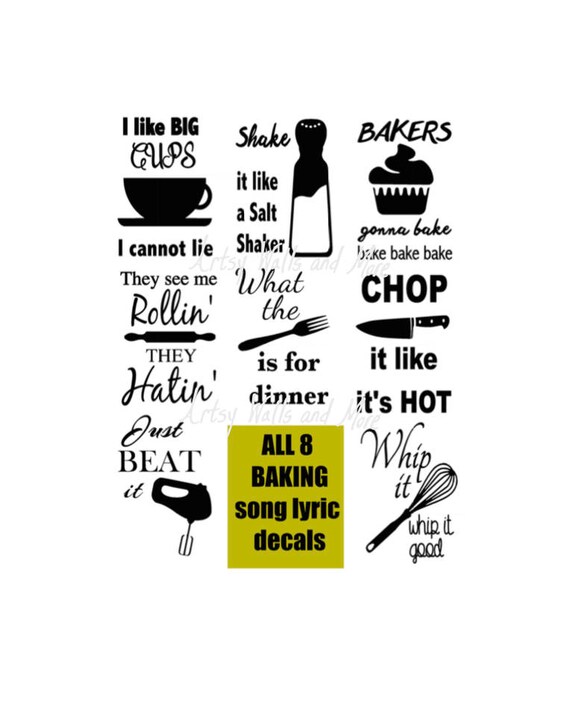 Hornear Cancion Letras Ocho Calcomania De Pared De Vinilo Etsy etsy