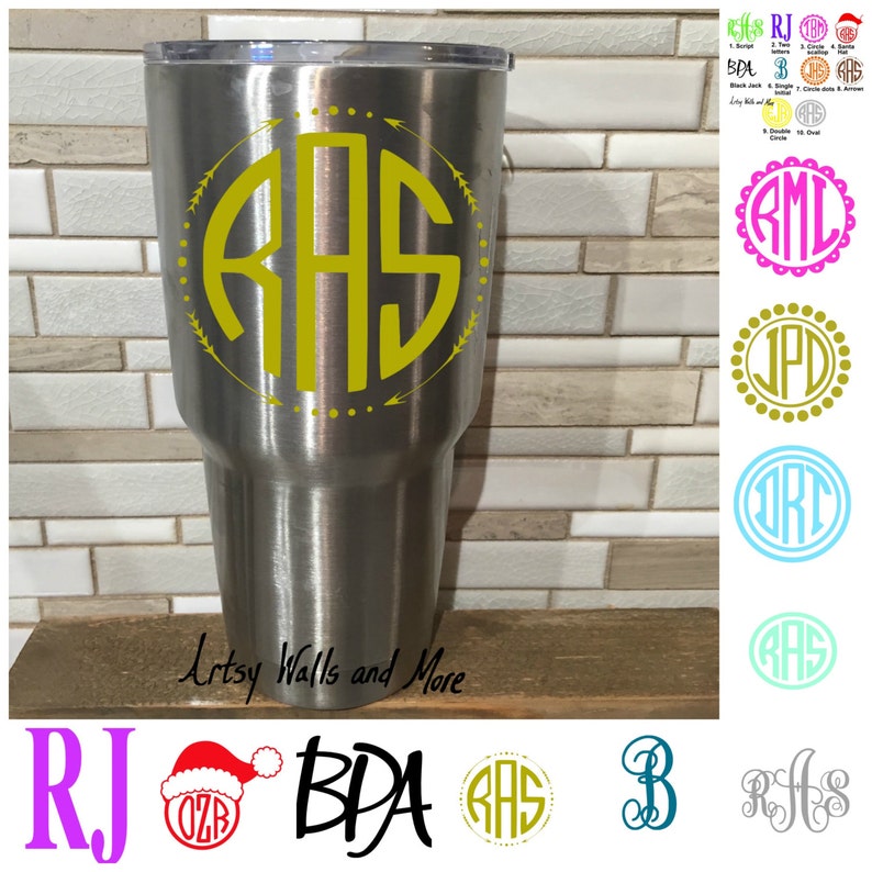 Yeti Cup Monogram Vinyl Decal Sticker Laptop/ Mac Decal Etsy
