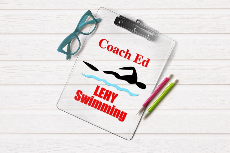 Swimming Coach Gift, Diving coach gift, personalized swimming Clipboard, Diving clipboard image 1