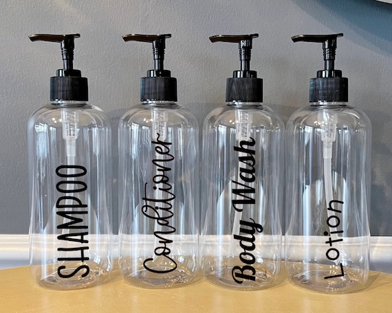 Botellas recargables de champú y acondicionador transparente, botellas de  plástico transparente con bomba, baño de granja, juego de botellas  transparentes, Airbnb, decoración VRBO -  México