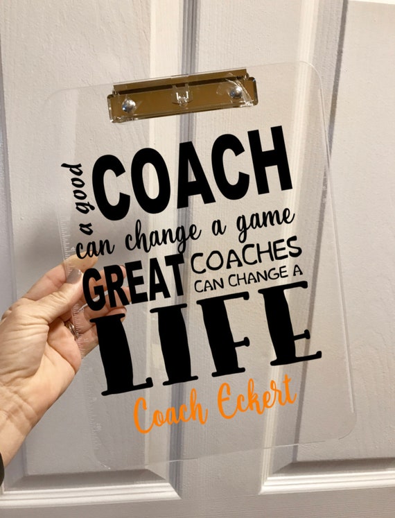 Coach gift personalized Clipboard with Name A good coach can Etsy