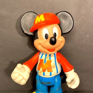 Vintage Plastic Mickey Mouse Doll Figure 12&quot; tall Posable Legs Arms Head Toy