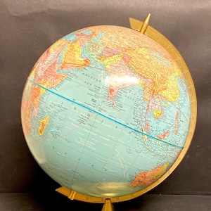 Vintage Cram es Imperial World Globe USA Metallgestell & Basis 12 Zoll