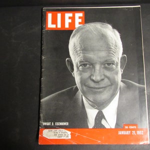 Vintage LIFE Magazine January 21, 1952 DWIGHT D. EISENHOWER Cover