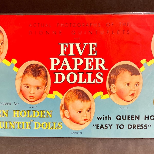 Vintage 5 Paper Dolls/Clothes-Dionne Quintuplets-Large Size-1990-Queen Holden Dolls
