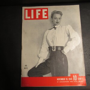 Vintage LIFE Magazine 19 de noviembre de 1945 Big Belt, ADS, Atomic Bomb y más!