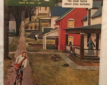 Vintage The Saturday Evening Post Magazine- April 14, 1951 John Falter Cover