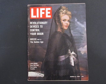 Vintage LIFE Magazine March 8, 1963 Jean Seberg Black Dress & Veil