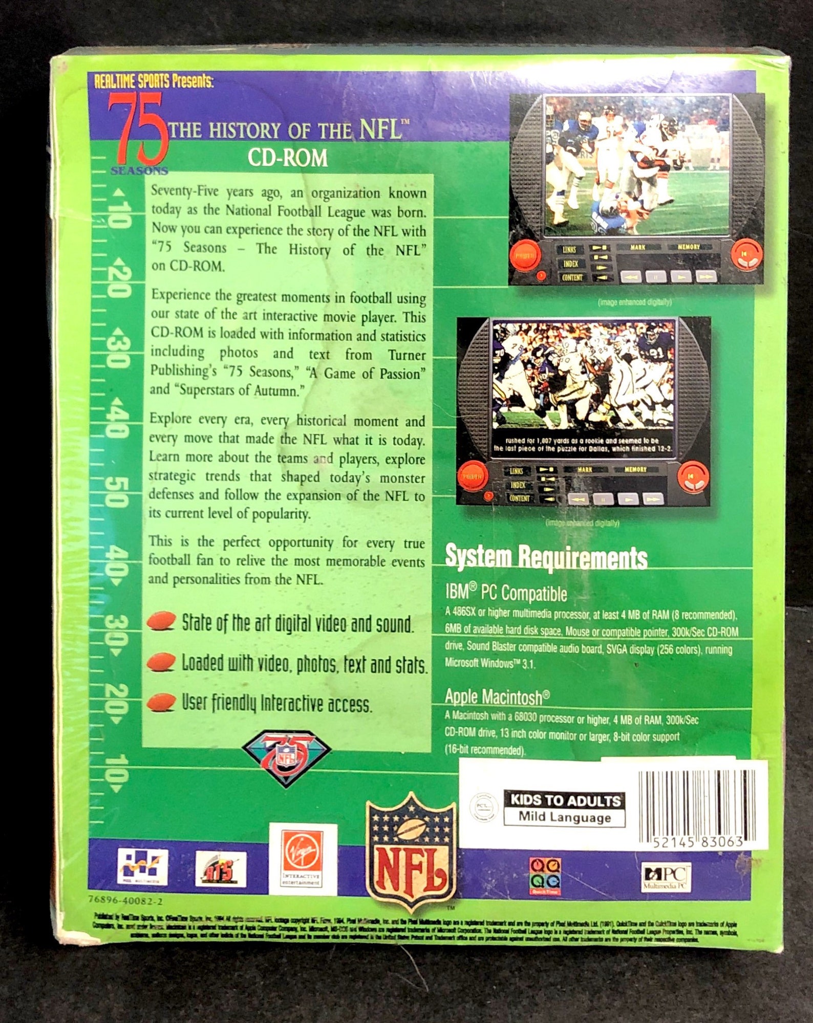 Vintage 75 Seasons History of NFL 1994 CD Rom Pc Computer Etsy