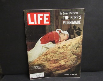 Vintage LIFE Magazine Jan 17, 1964 The Pope's Pilgrimage Color Pictures