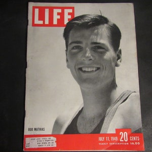 Vintage LIFE Magazine July 11, 1949 BOB MATHIAS Cover, Ads Much More