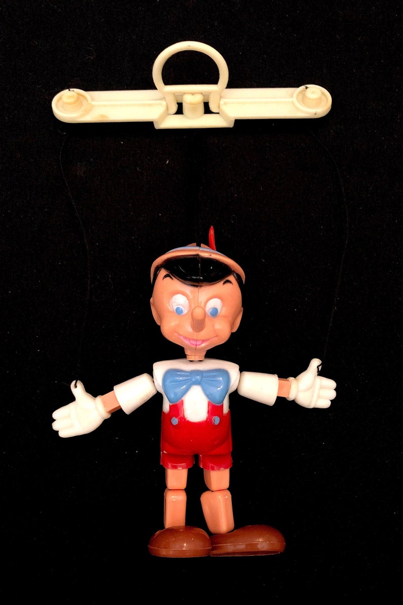 Very Nice! VINTAGE Walt Disney 5 Plastic String Puppet PINOCCHIO Hong Kong
