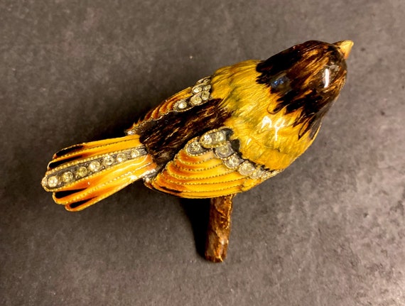 Collectible BIRD Enamel Decorated Jewels Metal Tr… - image 4
