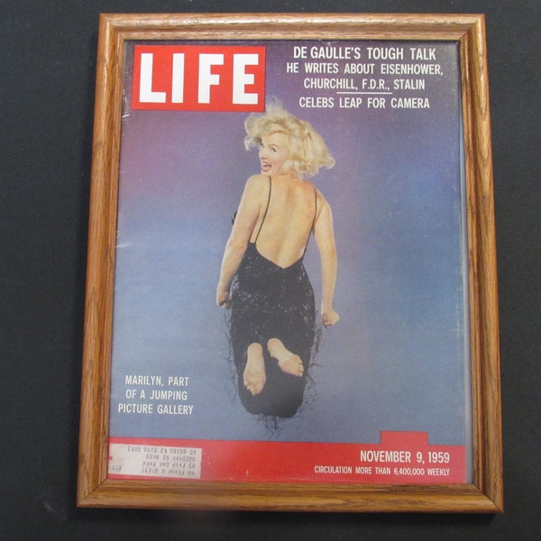 Vintage Framed Life Magazine November 9, 1959- MARILYN MONROE Jumping Gallery!!