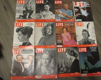 Vintage Mixed Lot (12) LIFE Magazines JEAN CRAIN, Suzanne Cloutier, Ads & More!