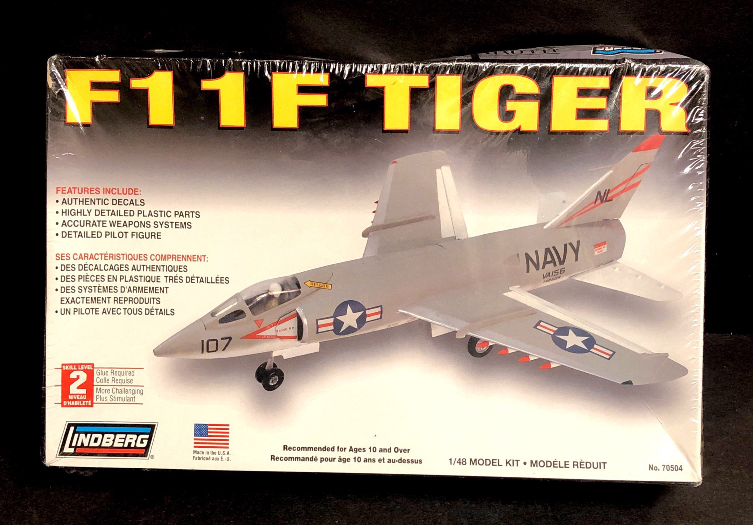 Lindberg 1/48 F11F Tiger US Navy Fighter Model Kit 70504 