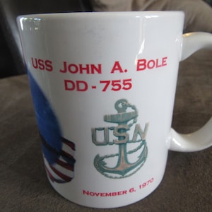 Collectible Midway Island USS John A. Bole DD-755 November 6,1970 Coffee Mug